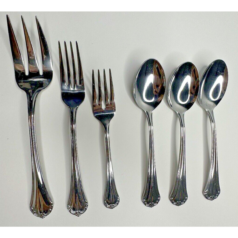 Gibson Scallop Stainless Flatware Replacement 6 Pc Fork Spoon Serving